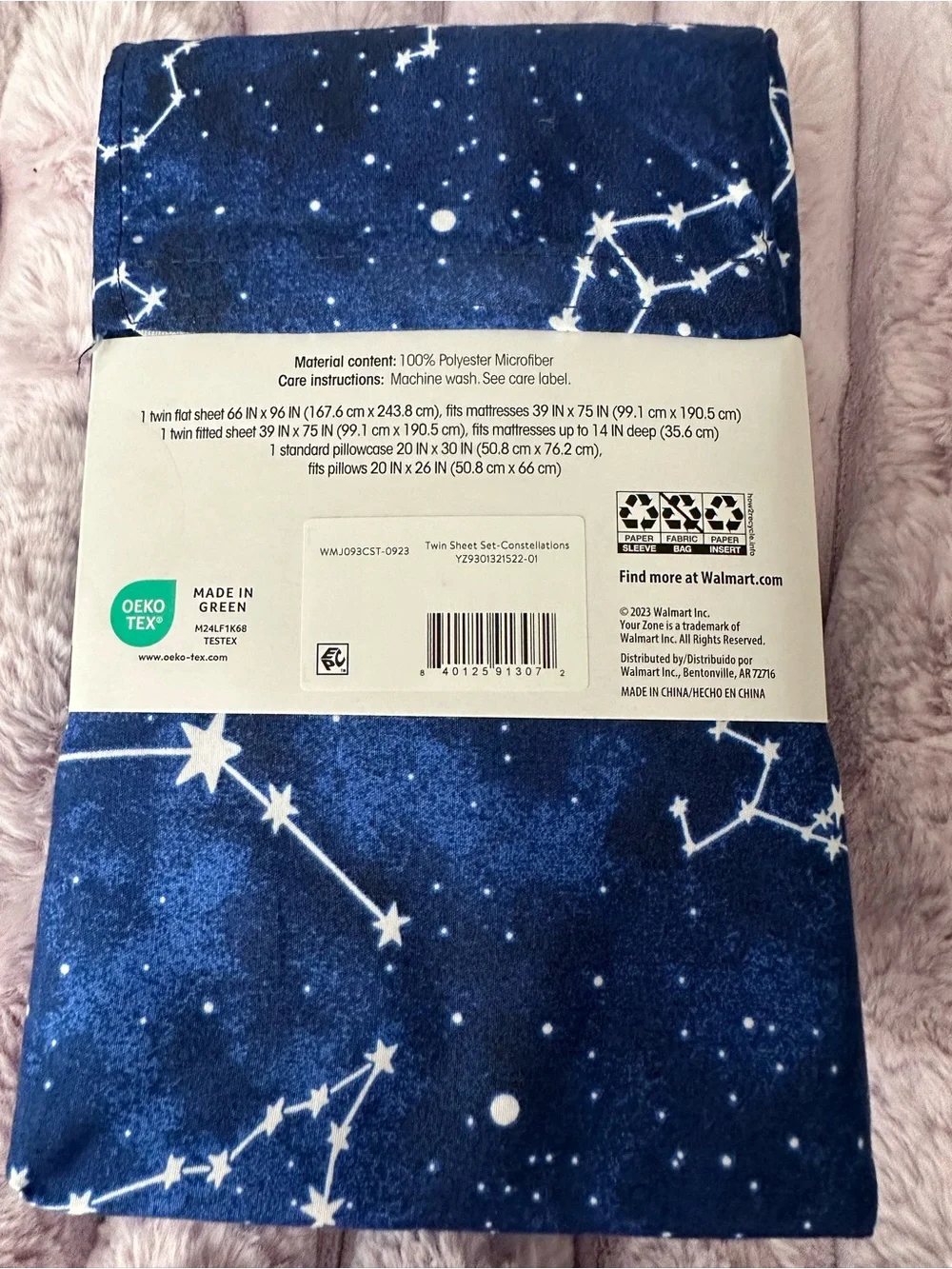 Twin Super Soft YOUR ZONE Navy Constellation Sheet Set 3 pieces Blue stars cosmo